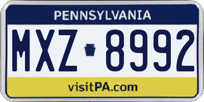 PA license plate MXZ8992
