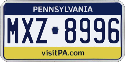 PA license plate MXZ8996