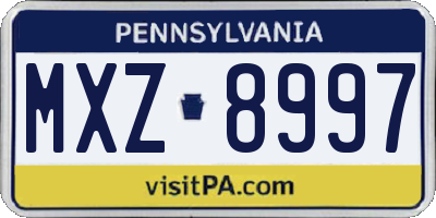 PA license plate MXZ8997