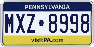 PA license plate MXZ8998