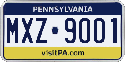 PA license plate MXZ9001