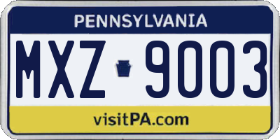 PA license plate MXZ9003