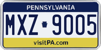 PA license plate MXZ9005