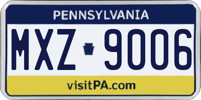 PA license plate MXZ9006