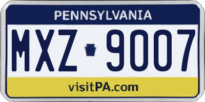 PA license plate MXZ9007