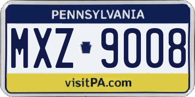 PA license plate MXZ9008
