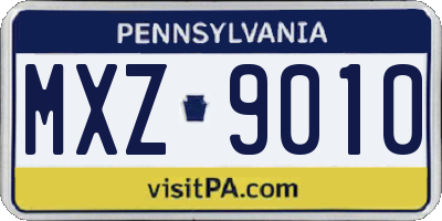PA license plate MXZ9010
