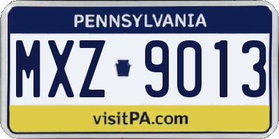 PA license plate MXZ9013