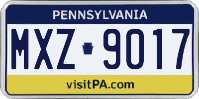 PA license plate MXZ9017
