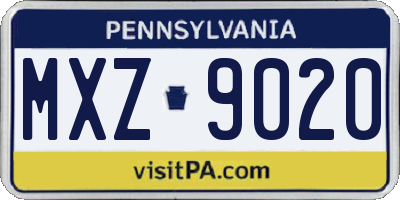 PA license plate MXZ9020