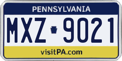 PA license plate MXZ9021