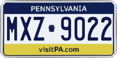 PA license plate MXZ9022