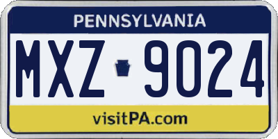 PA license plate MXZ9024