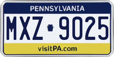 PA license plate MXZ9025
