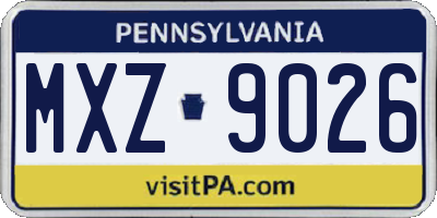 PA license plate MXZ9026
