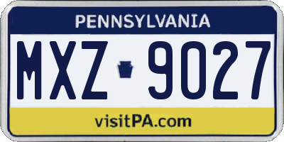 PA license plate MXZ9027