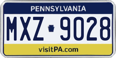 PA license plate MXZ9028