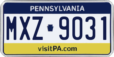 PA license plate MXZ9031
