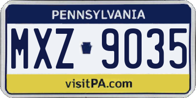 PA license plate MXZ9035