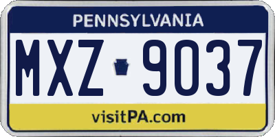 PA license plate MXZ9037