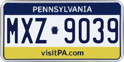 PA license plate MXZ9039
