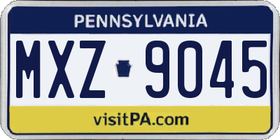 PA license plate MXZ9045
