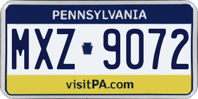 PA license plate MXZ9072