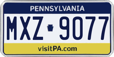 PA license plate MXZ9077