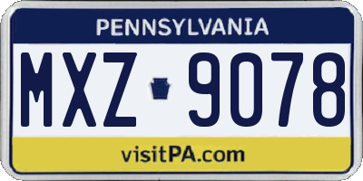 PA license plate MXZ9078