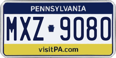 PA license plate MXZ9080