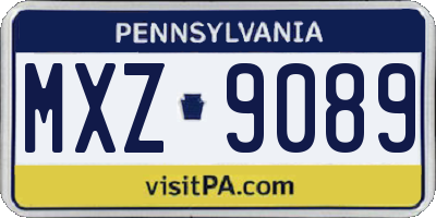 PA license plate MXZ9089