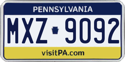 PA license plate MXZ9092