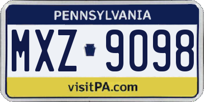 PA license plate MXZ9098