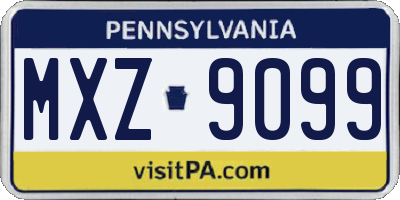 PA license plate MXZ9099