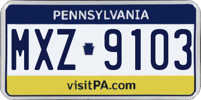 PA license plate MXZ9103