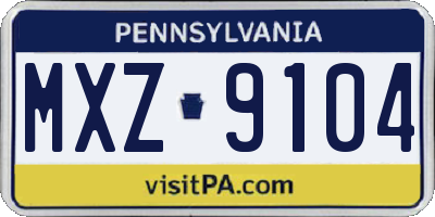 PA license plate MXZ9104