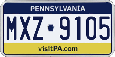 PA license plate MXZ9105