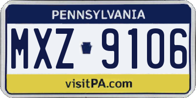 PA license plate MXZ9106
