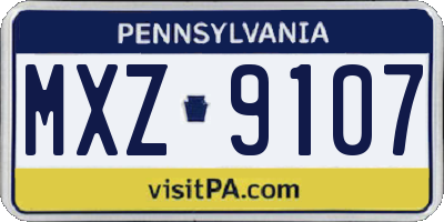 PA license plate MXZ9107