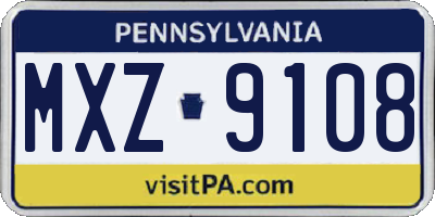 PA license plate MXZ9108