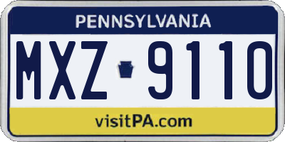 PA license plate MXZ9110