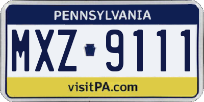 PA license plate MXZ9111
