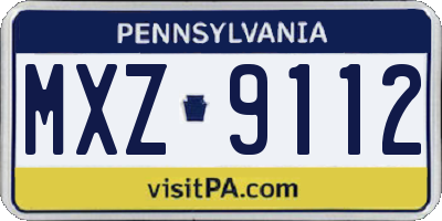 PA license plate MXZ9112