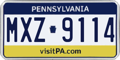 PA license plate MXZ9114