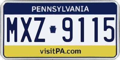 PA license plate MXZ9115