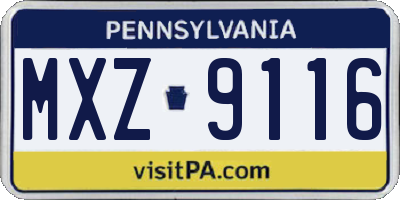 PA license plate MXZ9116