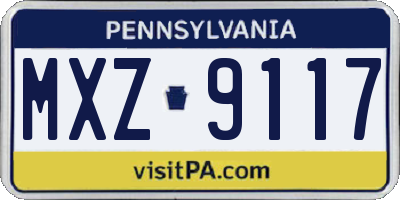 PA license plate MXZ9117