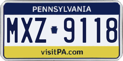 PA license plate MXZ9118