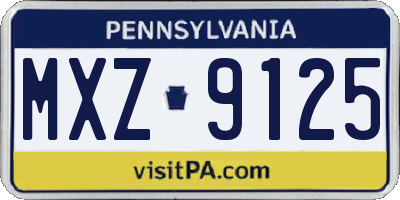 PA license plate MXZ9125