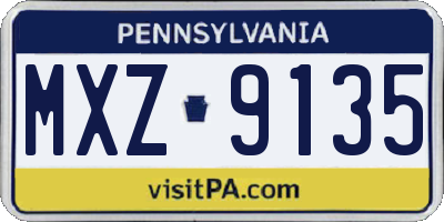 PA license plate MXZ9135